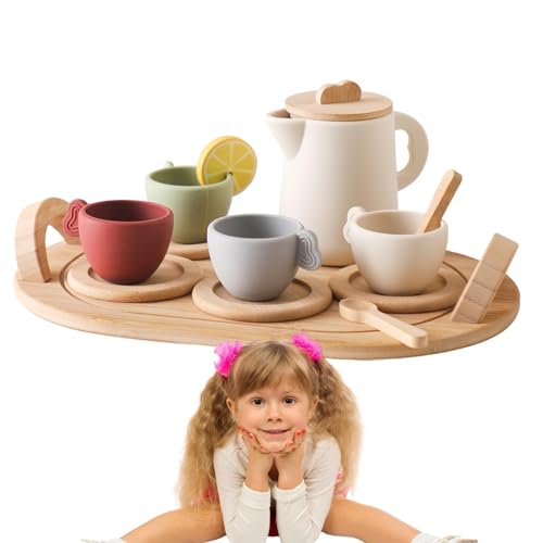 Prinzessin - Teezeitspielzeug, Teezeitspielzeug | Teeparty-Set Für Kinder, Teeservice Aus Holz, Spielzeug-Teeservice, Kinderspiele, Küchenzubehör, Spielzeug, Spülmaschinenfestes Teeservice von Generic