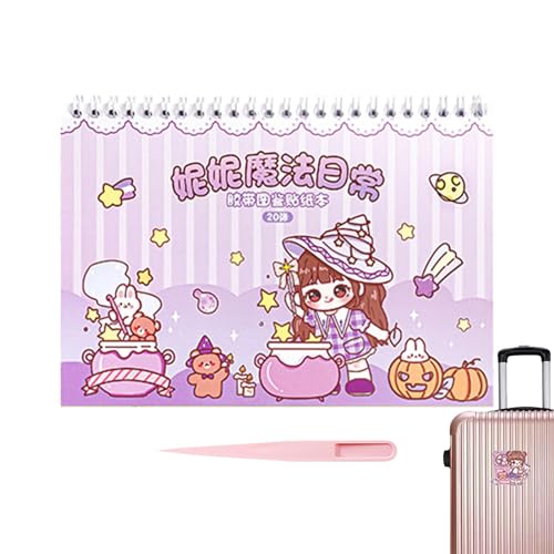 Prinzessinnen-Aktivitäts- und Stickerbuch, niedliche Cartoon-Aufkleber,Mädchen-Prinzessin-Aufkleber für Scrapbook | Scrapbook-Cartoon-Aufkleber-Set für Handyhülle, Laptop, Scrapbook, Wandkunst von Generic