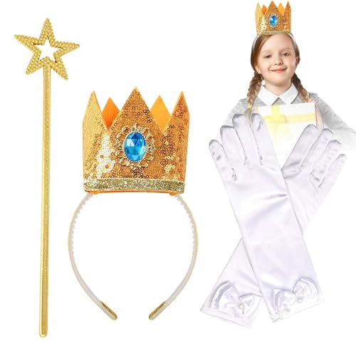 Prinzessinnenkronen – Satin-Handschuhe, funkelnde Zauberstäbe | glitzerndes -Kostüm-Set, Fantasy-Royal- -Accessoire, Cosplay-Outfit-Kollektion für Geburtstagsparty, Prinzessinnen-Thema Prinzessinnenkronen – Satin-Handschuhe, funkelnde Zauberstäbe | glitzerndes -Kostüm-Set, Fantasy-Royal- -Accessoire, Cosplay-Outfit-Kollektion für Geburtstagsparty, Prinzessinnen-Thema von Generic