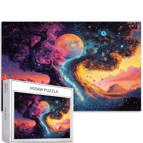 Psychedelic Imagery Puzzle für Erwachsene, Weltraum-Thema, Kunst-Puzzle, herausfordernde Familienaktivitäten, buntes Bastelpuzzle für Heimdekoration, Geschenke, 68 x 50 cm, 1000 Teile von Generic