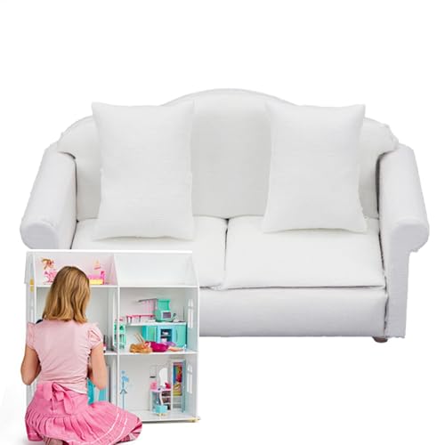 Puppencouch-Möbel – Puppenhaussofa, Puppenzimmer-Couchstuhl | Gemütliches Mini-Puppensofa, 1/12 Puppenhausdekor | Puppenhausspielzeug Sofamöbel Spielzeug Puppenhauszubehör Für Rollenspiele, Passen von Generic