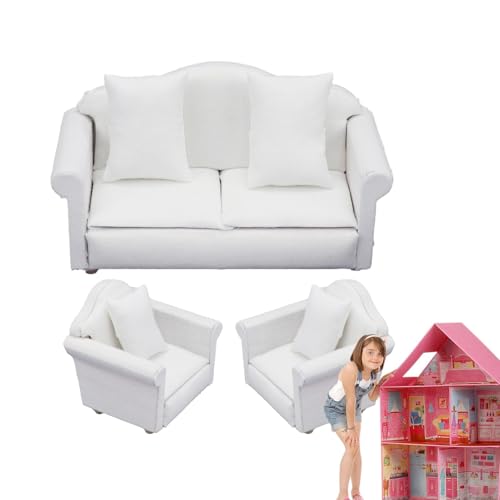 Puppencouch-Möbel – Puppenhaussofa, Puppenzimmer-Couchstuhl | Gemütliches Mini-Puppensofa, 1/12 Puppenhausdekor | Puppenhausspielzeug Sofamöbel Spielzeug Puppenhauszubehör Für Rollenspiele, Passen von Generic