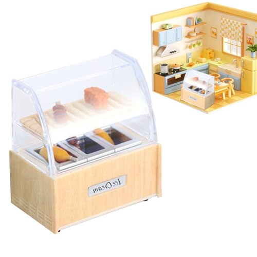 Puppenhaus Bäckerei Ausstellungsschrank, Miniaturbrotschrank | 1:12 Skala Food Stand Model - OB11 -Fotografie -Requisiten -Simulation Supermarkt -Lebensmittelanzeigemodell für Zuhause, Tischplatten, von Generic