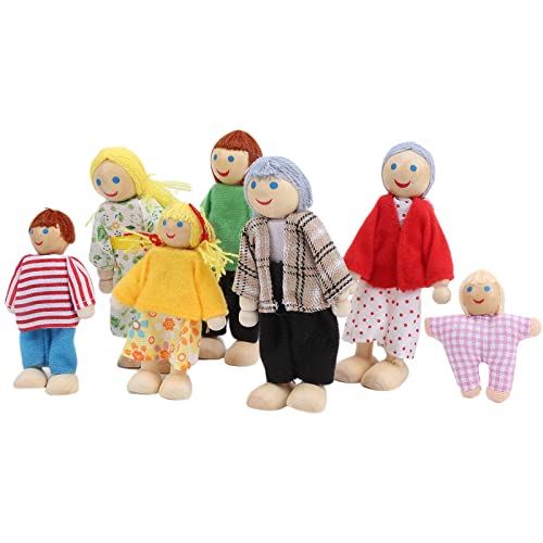 Puppenhaus-Menschen, Puppenhaus-Puppen, Kleine Menschen, Mini-Menschen-Figuren, Puppenhaus-Puppen, Familien-Puppenhaus-Set aus Holz für Vorgetäuschte Spielfiguren, Zubehör, von Generic