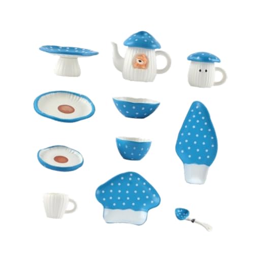 Puppenhaus Pilz Geschirr Miniatur Küche Set 1/6 Kochen Spielen Spielzeug für Jungen, Blau von Generic