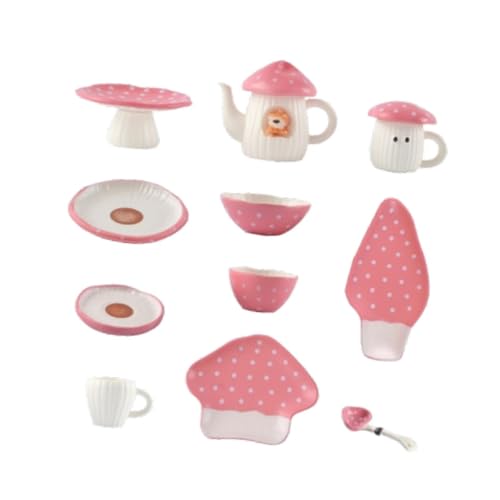 Puppenhaus Pilz Geschirr Miniatur Küche Set 1/6 Kochen Spielen Spielzeug für Jungen, Rosa von Generic