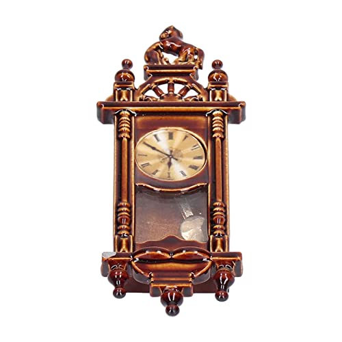 Puppenhausuhr, Antike Vintage-Wanduhr für Puppenhaus Im Maßstab 1:12, Miniatur-Wohnzimmermöbel-Spielzeug, Verbundholz von Generic