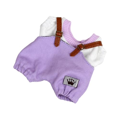 Puppenkleidung für 17 cm Große Plüschpuppen, Cartoon Kuscheltierkleidung, Puppenkleidung, Strampler Shirt Set, Violett von Generic