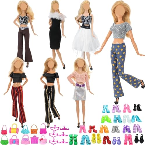 Puppenkleidungs- und Zubehör-Set, kompatibel mit Barbie Kleidung, 41-teilig, inklusive 10 Kleid und Hose, 10 Paar Schuhe, 21 Anhänge von 29,9 cm (11,5 Zoll) Mädchen Puppe (zufälliger Stil) von Generic