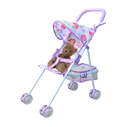 Puppenwagen – umwandelbarer Baby-Puppenwagen, Kinderwagen mit Griff | Imagination Booster faltbarer Puppenwagen, einfach zu bedienender Spielzeug-Kinderwagen für Kinder, Rollenspiel-Zubehör, Kinderwag von Generic