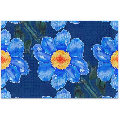 Puzzle, 500 Teile, Erwachsene, Familie, Liebhaber, Geschenke, blaue Aquarellblumen, Puzzle, Herbstszene, Blumenlandschaft, 50,5 x 37,8 cm Puzzle, 500 Teile, Erwachsene, Familie, Liebhaber, Geschenke, blaue Aquarellblumen, Puzzle, Herbstszene, Blumenlandschaft, 50,5 x 37,8 cm von Generic