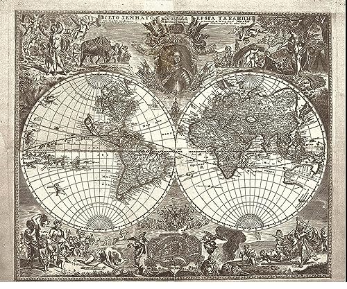 Puzzle 1000 Teile Antike Weltkarte Aus Schwarz-Weißem Pergament 75 * 50Cm von Generic