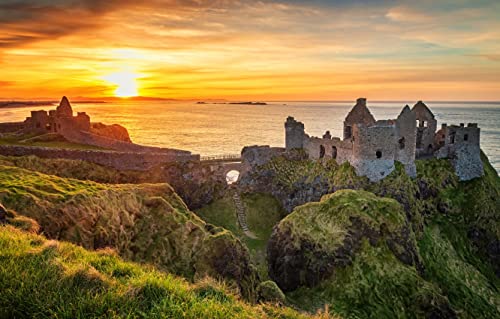 Puzzle 1000 Teile Irland Dunluce Castle Ruiniert Den Sonnenuntergang 75 * 50Cm von Generic