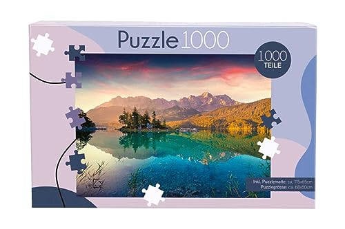 Puzzle 1000 Teile mit Puzzlematte 50 x 68 cm Natur Stadt Land (Standart, Eibsee) von Generic