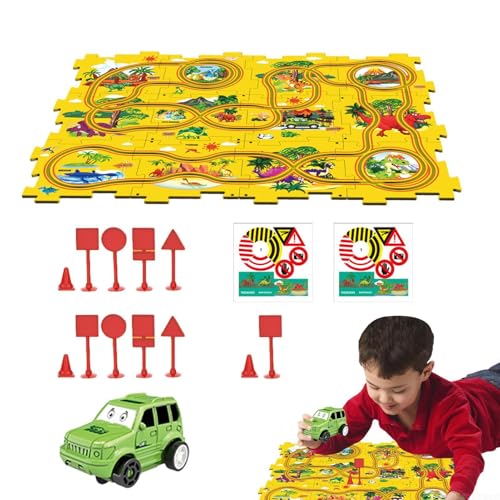 Puzzle-Autobahn,Puzzle-Autobahn-Set,Puzzle-Set mit Schienenfahrzeugen - Puzzle-Rennstreckenauto-Set, pädagogisches Spielzeug für Kleinkinder ab 3 Jahren von Generic