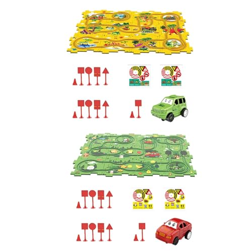 Puzzle-Autobahn,Puzzle-Autobahn-Set,Puzzle-Set mit Schienenfahrzeugen - Puzzle-Rennstreckenauto-Set, pädagogisches Spielzeug für Kleinkinder ab 3 Jahren von Generic