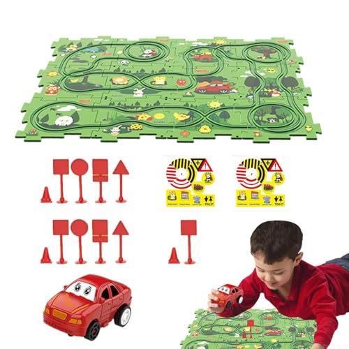 Puzzle-Autobahn,Puzzle-Autobahn-Set | Spur für Kleinkinderfahrzeuge | Puzzle-Rennstreckenauto-Set, pädagogisches Spielzeug für Kleinkinder ab 3 Jahren von Generic