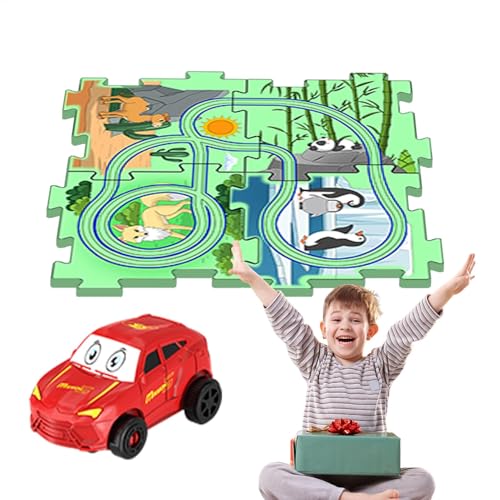 Puzzle-Autobahn,Puzzle-Autobahn-Spielset - Rennstrecken-Lernspiele Puzzle-Eisenbahnwagen,Puzzle-Strecke, Feinmotorik-Spielzeug, Spielzeug, Land-Thema, Puzzle-Renner, Lernaktivitäten im Vorschulalter von Generic