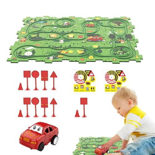 Puzzle-Autobahn-Set,Puzzle-Abenteuer-Autobahn-Set, Puzzle-Set mit Schienenfahrzeugen, Puzzle-Rennstreckenauto-Set, pädagogisches Spielzeug für Kleinkinder ab 3 Jahren von Generic