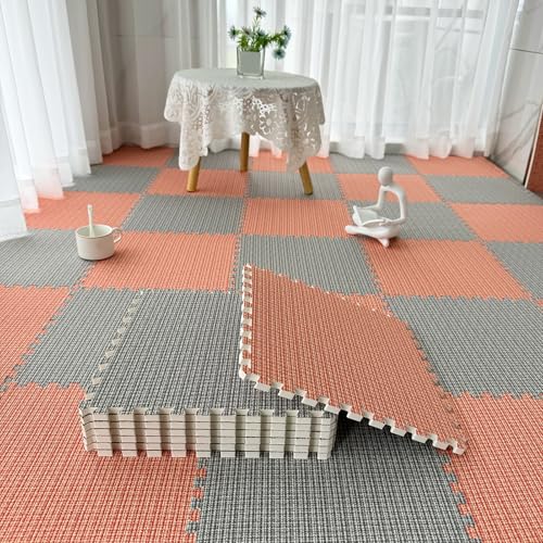 Puzzle-Bodenmatten Aus Schaumstoff Mit 10 Fliesen, Atmungsaktive Ineinandergreifende Teppichfliesen Zum Spielen Und Trainieren, Matte Für Zuhause, Schlafzimmer(Size:60x60x1cm,Color:Orange) von Generic