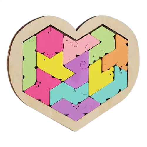 Puzzle Herz aus Holz, Puzzle aus Holz, Herzform, Puzzles mit geometrischen Formen, Lernblock von Generic