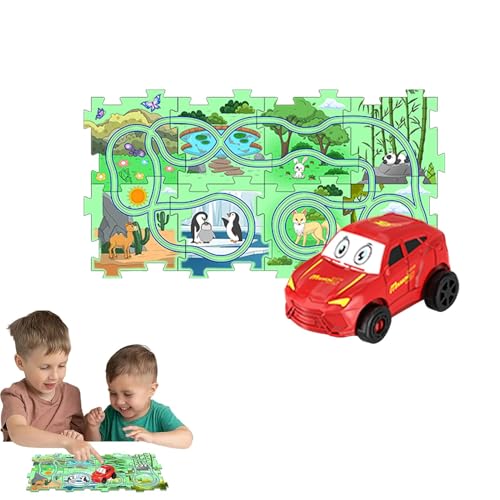 Puzzle Racer Kinder-Autobahn-Set,Puzzle-Autobahn, Autospielzeug Puzzle-Brett-Lernspiele, Lernspielzeug, Feinmotorik-Spielzeug, Landthema, Puzzle-Strecke, Puzzle-Racer, Kleinkindspielzeug für Kinder ab von Generic