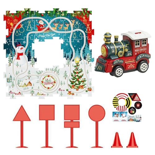 Puzzle-Rennwagen-Set, Puzzle-Rennwagen-Set – Weihnachtspuzzles Mit Zug | Puzzle-Rail-Car-Abenteuerspielzeug, Pädagogisches Puzzle-Spielzeug Für Und Draht von Generic