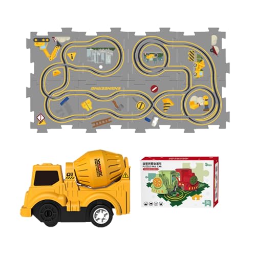 Puzzle-Spielzeug-Eisenbahnwagen, Puzzle-Rennwagen-Spielset - Elektro-Gleiswagen-Set, Gleis-Spielset zusammenbauen | Spielzeug-Straßenbauer-Matten-Eisenbahnauto zum Geburtstag Bauen von Generic