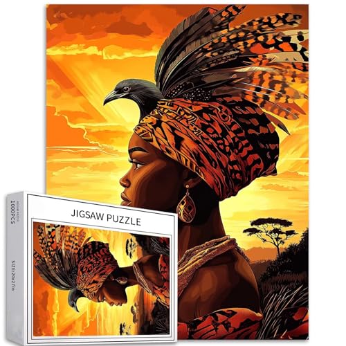 Puzzle für Erwachsene, 1000 Teile, afrikanischer Sonnenuntergang, buntes Puzzle für Heimdekoration, Geschenke, Familienpuzzle, perfekt für Spieleabende, 50,8 x 68,6 cm von Generic