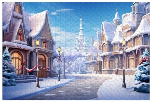 Puzzle für Erwachsene, 1000 Teile, aus Holz, für Weihnachten, EIN wunderschön dekoriertes Fantasy-Märchenreich (D ; 500) von Generic