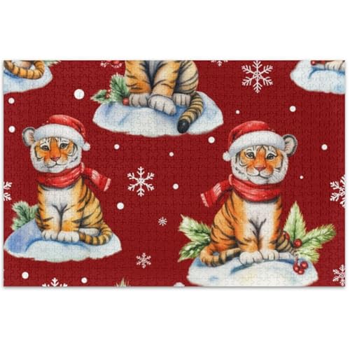 Puzzle für Erwachsene, 500 Teile, weiße Elefanten, Geschenke, Natur-Puzzle, Tiermalerei, Kunst, niedliche Tigerjunges, roter Weihnachtsmann, 50 x 37 cm Puzzle für Erwachsene, 500 Teile, weiße Elefanten, Geschenke, Natur-Puzzle, Tiermalerei, Kunst, niedliche Tigerjunges, roter Weihnachtsmann, 50 x 37 cm von Generic