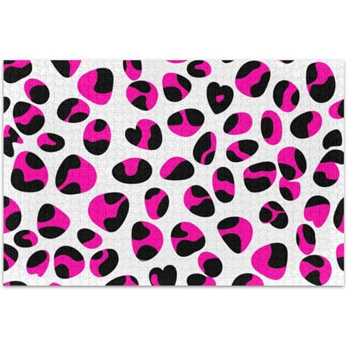 Puzzle für Erwachsene, Leopardenmuster, Rosa, Schwarz, Weiß, 500 Teile, lustiges Familienpuzzle, Landschaft, Blumenkunst, 500 Stück Puzzle für Erwachsene, Leopardenmuster, Rosa, Schwarz, Weiß, 500 Teile, lustiges Familienpuzzle, Landschaft, Blumenkunst, 500 Stück von Generic