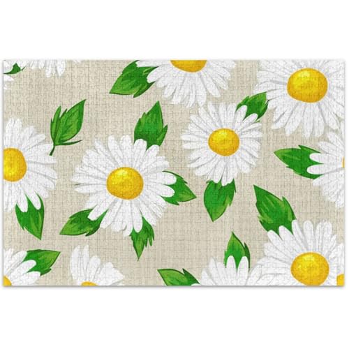 Puzzle für Erwachsene, Motiv: Gänseblümchen, Blätter, Beige, 500 Teile, Tiermotiv, bunt, bunt, weißer Elefant, 50 x 37 cm Puzzle für Erwachsene, Motiv: Gänseblümchen, Blätter, Beige, 500 Teile, Tiermotiv, bunt, bunt, weißer Elefant, 50 x 37 cm von Generic