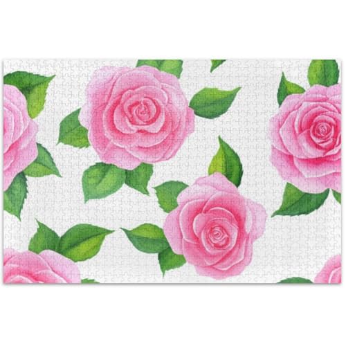 Puzzle für Erwachsene, Motiv: Rosen, grüne Blätter, 500 Teile, weiße Elefanten, Geschenke, einzigartiges Puzzle, Geschenke, Tierkunst-Puzzle, 500 x 37 cm Puzzle für Erwachsene, Motiv: Rosen, grüne Blätter, 500 Teile, weiße Elefanten, Geschenke, einzigartiges Puzzle, Geschenke, Tierkunst-Puzzle, 500 x 37 cm von Generic