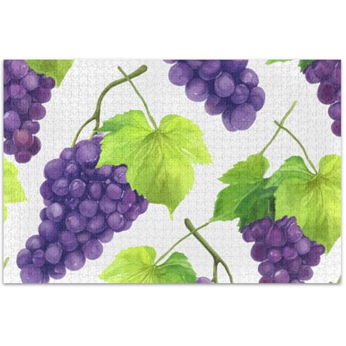 Puzzle für Erwachsene, Tierblumenkunst, für Erwachsene, 500 Teile, Motiv: violette Traubengrüne, Weinrebe, Weiß, Geschenke, 500 Teile Puzzle für Erwachsene, Tierblumenkunst, für Erwachsene, 500 Teile, Motiv: violette Traubengrüne, Weinrebe, Weiß, Geschenke, 500 Teile von Generic