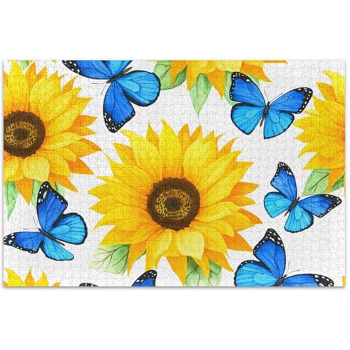 Puzzle für Erwachsene, lustige, lebendige gelbe Sonnenblumen, Schmetterlinge, lustiges Natur-Puzzle, Tierkunst-Dekor, 500 Teile Puzzle für Erwachsene, lustige, lebendige gelbe Sonnenblumen, Schmetterlinge, lustiges Natur-Puzzle, Tierkunst-Dekor, 500 Teile von Generic