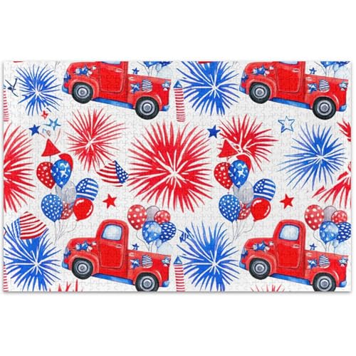 Puzzle im Vintage-Stil, roter Truck, 4. Juli, 500 Teile, für Erwachsene, lustig, lustig, Prime-Puzzle, Tiermalerei, Dekoration, 50,5 x 37,8 cm Puzzle im Vintage-Stil, roter Truck, 4. Juli, 500 Teile, für Erwachsene, lustig, lustig, Prime-Puzzle, Tiermalerei, Dekoration, 50,5 x 37,8 cm von Generic