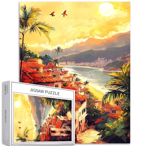 Puzzle mit 1000 Teilen von Brasilien Küste für Erwachsene, Küstenlandschaft, Kunst-Puzzle, buntes DIY-Puzzle, für Heimdekoration, Geschenke, Familienpuzzle, perfekt für Spielabende, 50,8 x 68,9 cm von Generic