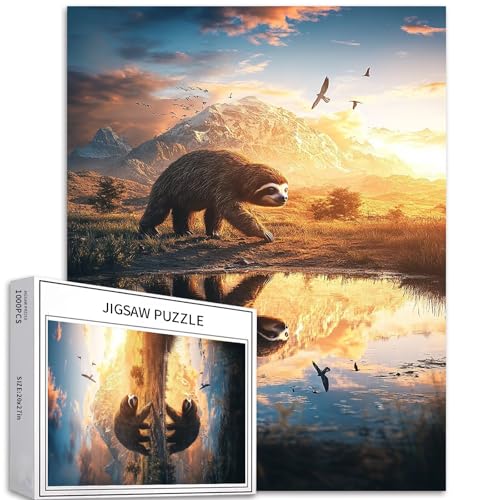 Puzzle mit Faultier auf dem Wasser, 1000 Teile für Erwachsene, See, Reflexion, Kunst, Puzzle, herausfordernde Familienaktivitäten, buntes Bastelpuzzle für Heimdekoration, Geschenke, 50,8 x 68,6 cm Puzzle mit Faultier auf dem Wasser, 1000 Teile für Erwachsene, See, Reflexion, Kunst, Puzzle, herausfordernde Familienaktivitäten, buntes Bastelpuzzle für Heimdekoration, Geschenke, 50,8 x 68,6 cm von Generic