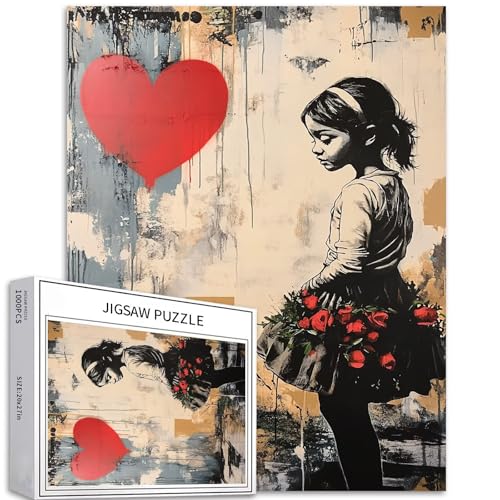 Puzzle mit Glücksthema für Erwachsene, Street Art, Banksy-Stil, Puzzle, anspruchsvolle Familienaktivitäten, buntes Bastelpuzzle für Heimdekoration, Geschenke, 50,8 x 68,6 cm, 1000 Teile von Generic