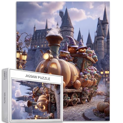 Puzzle mit magischem Kürbiszug, 1000 Teile, für Erwachsene, Halloween-Atmosphäre, Kunst-Puzzle, bunt, DIY-Puzzle, Heimdekoration, Geschenke, Familienpuzzle, perfekt für Spieleabende, 50 x 70 cm Puzzle mit magischem Kürbiszug, 1000 Teile, für Erwachsene, Halloween-Atmosphäre, Kunst-Puzzle, bunt, DIY-Puzzle, Heimdekoration, Geschenke, Familienpuzzle, perfekt für Spieleabende, 50 x 70 cm von Generic
