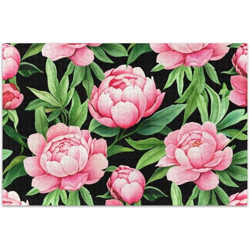 Puzzle mit rosa Pfingstrosen, Blumen, Rose, grüne Blätter, 500 Teile, Puzzle, Erwachsene, Tiermalerei, Dekoration, lustiges Kunst-Puzzle, Geschenke für weiße Elefanten, 50,5 x 37,9 cm Puzzle mit rosa Pfingstrosen, Blumen, Rose, grüne Blätter, 500 Teile, Puzzle, Erwachsene, Tiermalerei, Dekoration, lustiges Kunst-Puzzle, Geschenke für weiße Elefanten, 50,5 x 37,9 cm von Generic