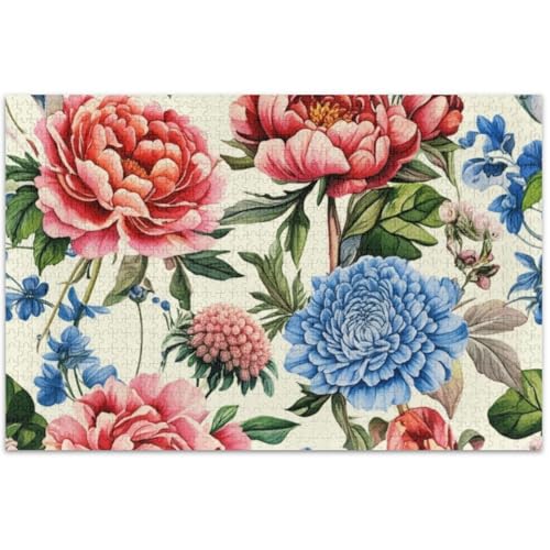 Puzzle mit rosafarbenen und blauen Blumen, 500 Teile, für Erwachsene, Spielpuzzle, Geschenke, einzigartiges Puzzle, Tierkunst-Dekor, 50 x 37 cm Puzzle mit rosafarbenen und blauen Blumen, 500 Teile, für Erwachsene, Spielpuzzle, Geschenke, einzigartiges Puzzle, Tierkunst-Dekor, 50 x 37 cm von Generic