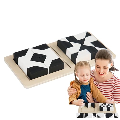 -Puzzle mit versteckten Blöcken – Schwarz-weiße Lernwürfel | Bausteine-Puzzle-Brettspiel für Kinder ab 3 Jahren, unterhaltsames Lernspielzeug von Generic