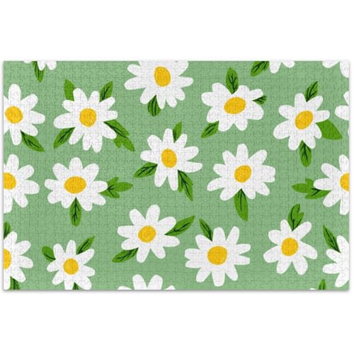 Puzzle mit weißen Frühlingsblumen, Grün, 500 Teile, Tiermalerei, Kunst, individuell, einzigartiges Puzzle, Geschenke für weiße Elefanten, 500 Teile Puzzle mit weißen Frühlingsblumen, Grün, 500 Teile, Tiermalerei, Kunst, individuell, einzigartiges Puzzle, Geschenke für weiße Elefanten, 500 Teile von Generic