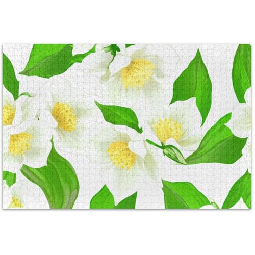 Puzzle mit weißen Jasminblüten, grünen Blättern, für Erwachsene, 500 Teile, Blumen-Tiermalerei, individuelles Spaß-Puzzle, lustiges Puzzle-Spiel, Geschenke, 50,5 x 37,8 cm Puzzle mit weißen Jasminblüten, grünen Blättern, für Erwachsene, 500 Teile, Blumen-Tiermalerei, individuelles Spaß-Puzzle, lustiges Puzzle-Spiel, Geschenke, 50,5 x 37,8 cm von Generic
