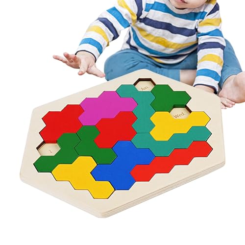 Puzzleblöcke, sechseckige Puzzlespiele | Intelligenz-Puzzle-Spielzeug | Lernpuzzle aus Holz für Puzzle, Verbesserung der Sprachkenntnisse von Generic