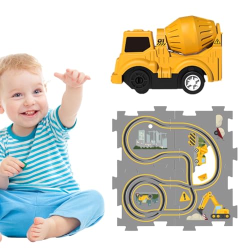 Puzzlematte „Eisenbahnzug“ zusammenbauen, Kinderpuzzle-Eisenbahnwagen-Spielset | Elektrisches Gleis-Spielset, Puzzle-Gleiswagen-Set | Straßenbauer, pädagogisches Eisenbahnwagenmatten-Bauspielzeug für von Generic