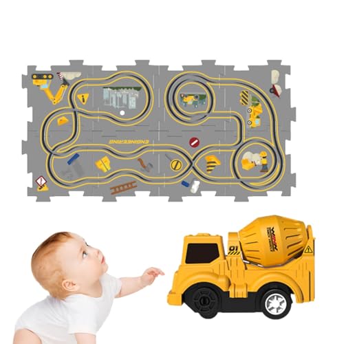 Puzzlematte „Eisenbahnzug“ zusammenbauen, Kinderpuzzle-Eisenbahnwagen-Spielset - Elektrisches Gleiswagen-Set, Puzzle-Gleis-Spielset zusammenbauen - Spielzeug-Straßenbauer-Matten-Eisenbahnauto zum Gebu von Generic