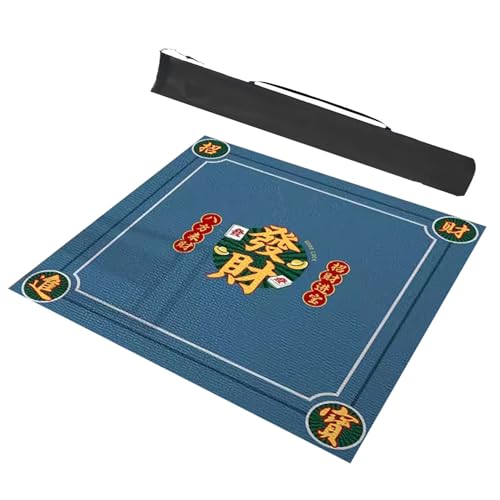 Quadratische Mahjong-Matte mit Tragetasche und Geräuschreduzierung, Spieltisch-Abdeckung für Mahjong-Karten, Namenstisch-Abdeckung (Blau, 110 x 110 cm, 43,3 x 43,3 Zoll) von Generic